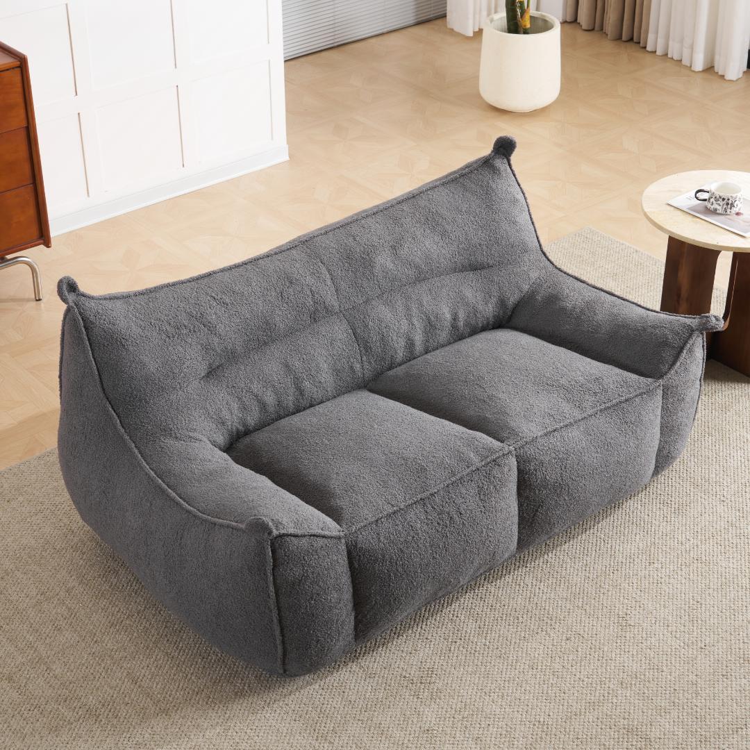 【二人掛けソファ / ダークグレー】圧縮ソファ クッションソファー ふわふわ感