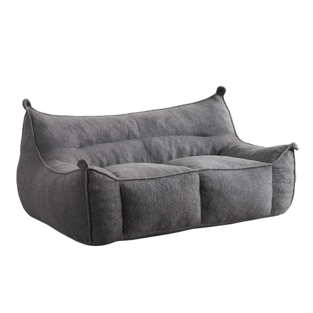 【二人掛けソファ / ダークグレー】圧縮ソファ クッションソファー ふわふわ感