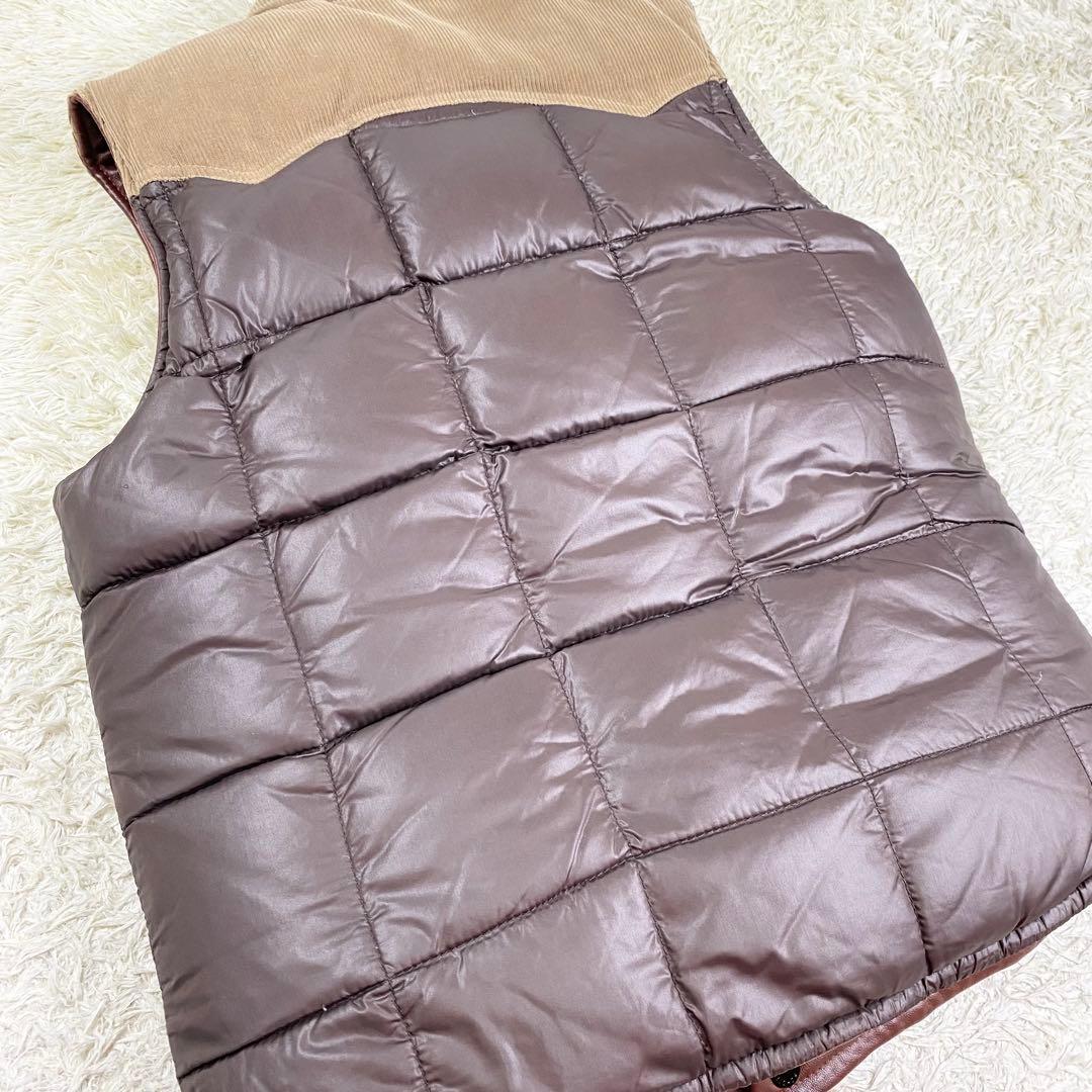 美品 希少 ショット ダウンベスト ラムレザー リバーシブル 本革 ブラウン M