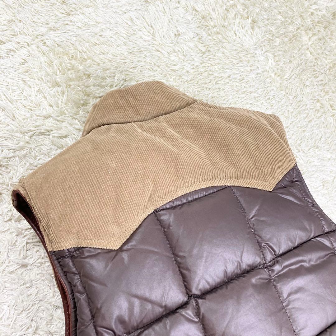 美品 希少 ショット ダウンベスト ラムレザー リバーシブル 本革 ブラウン M