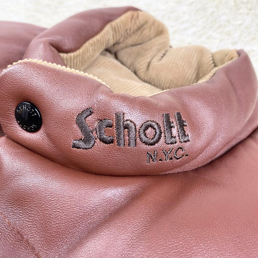 美品 希少 ショット ダウンベスト ラムレザー リバーシブル 本革 ブラウン M