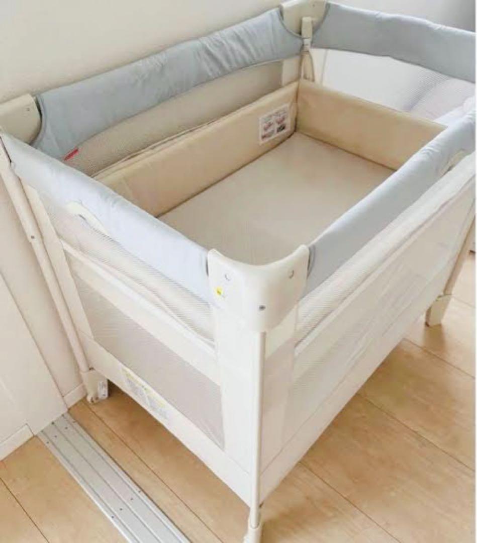 Aprica 極美品✨ココネルエアー-ab ベビーベッド ホワイトグレー