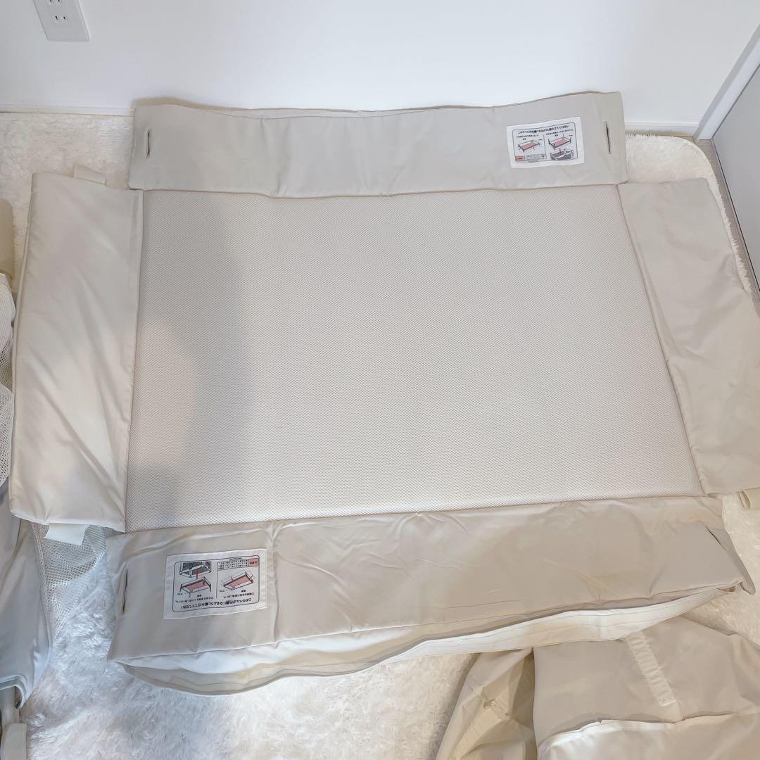 Aprica 極美品✨ココネルエアー-ab ベビーベッド ホワイトグレー