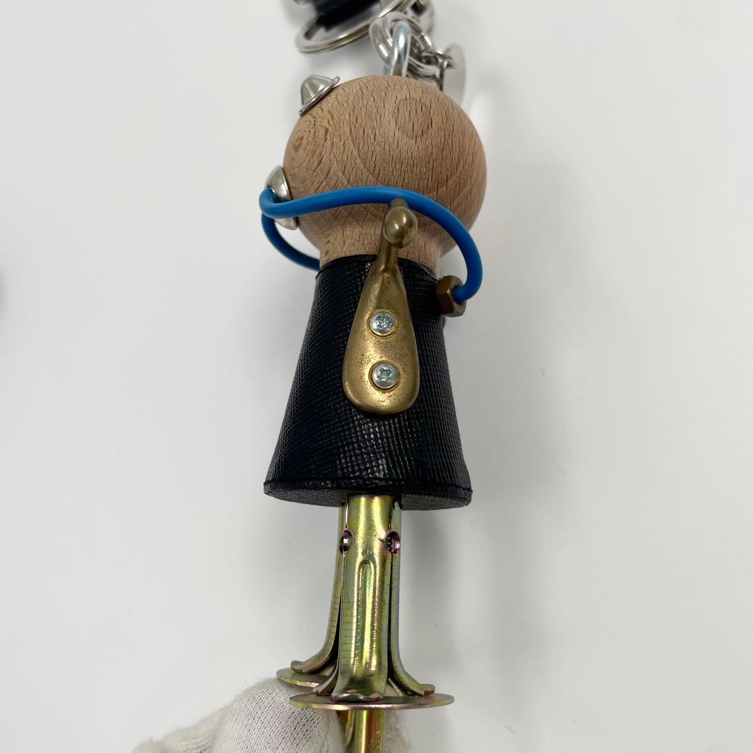 【✨極美品 付属品付】 プラダ キーホルダー ロボット ウッド調 サフィアーノ