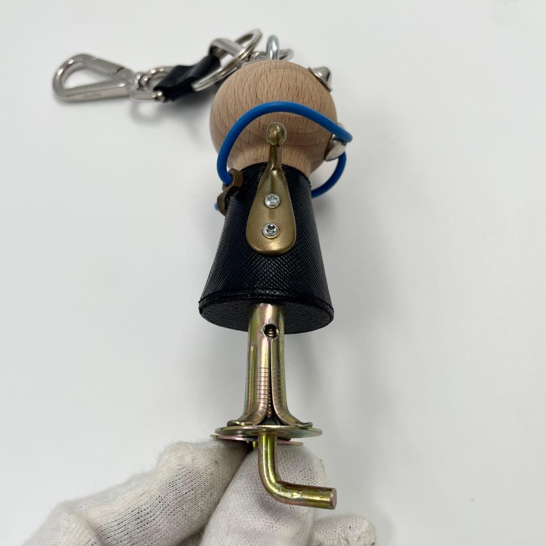 【✨極美品 付属品付】 プラダ キーホルダー ロボット ウッド調 サフィアーノ