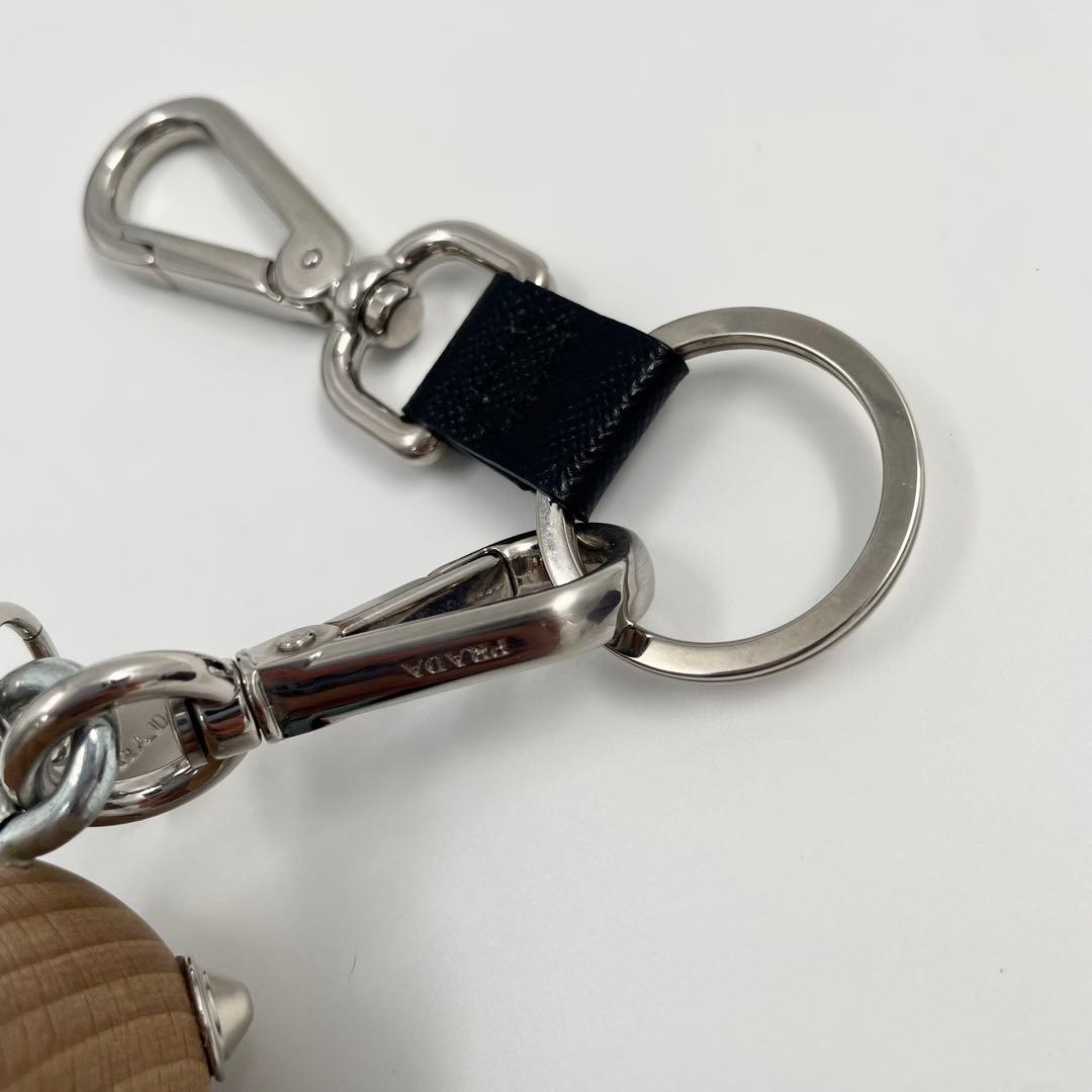 【✨極美品 付属品付】 プラダ キーホルダー ロボット ウッド調 サフィアーノ