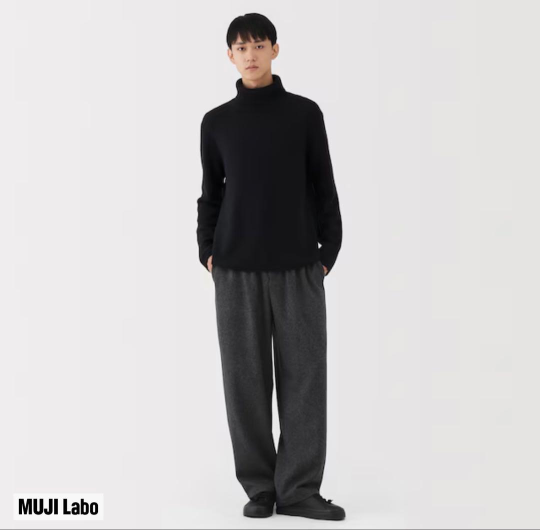 最終値下げ　MUJI Labo 黒 カシミヤ混　タートルネックニット