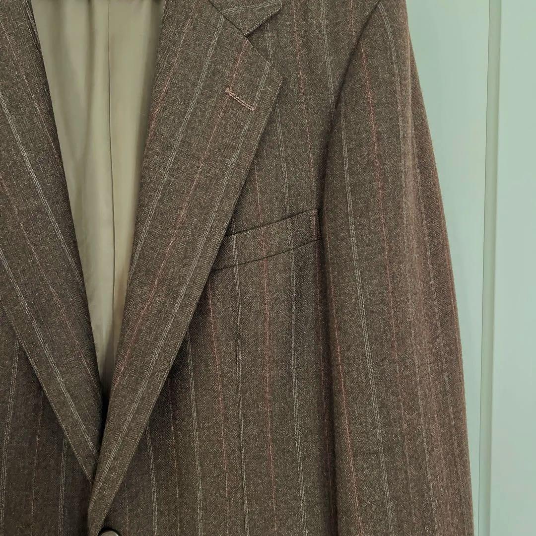 ブラウン ストライプ テーラードジャケット