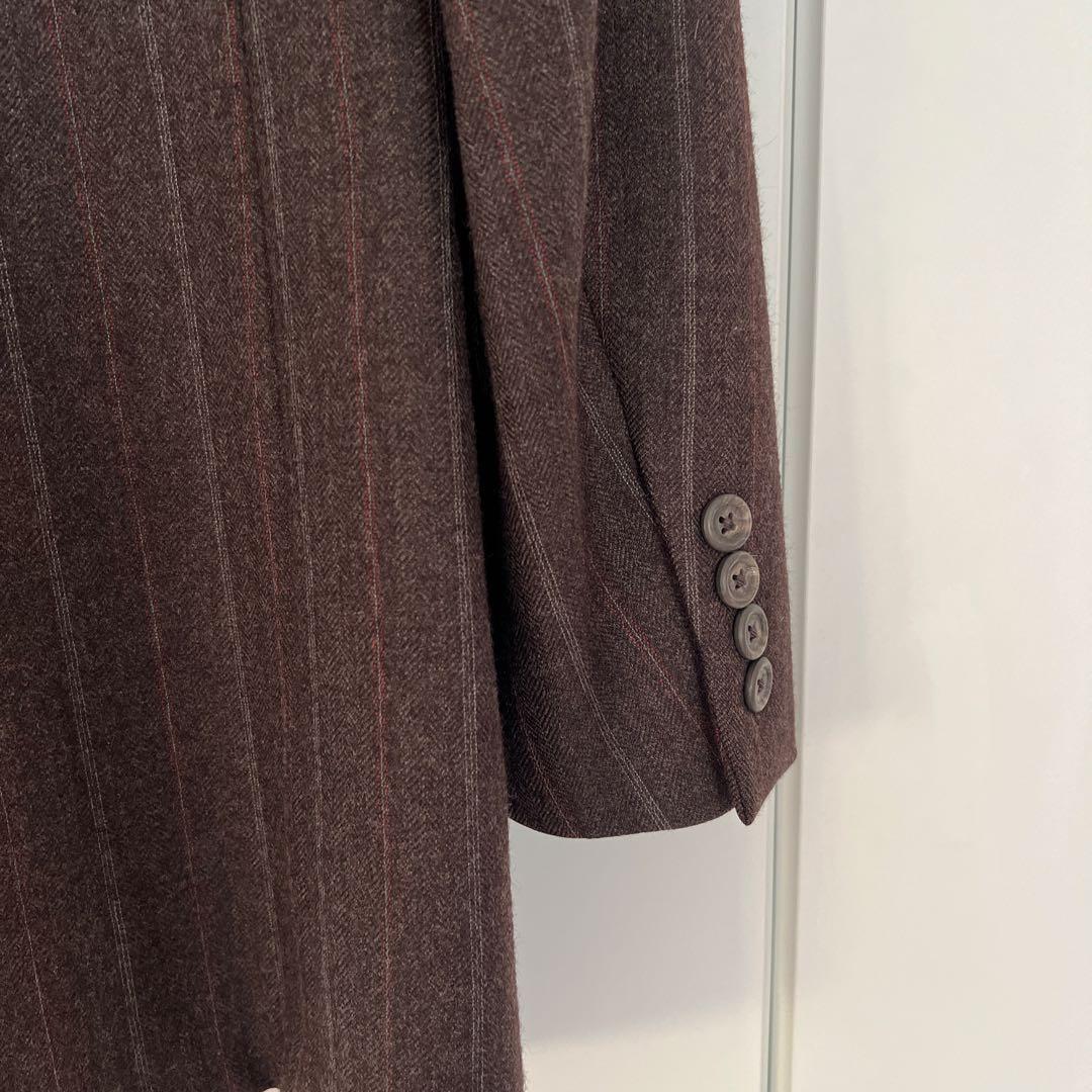 ブラウン ストライプ テーラードジャケット