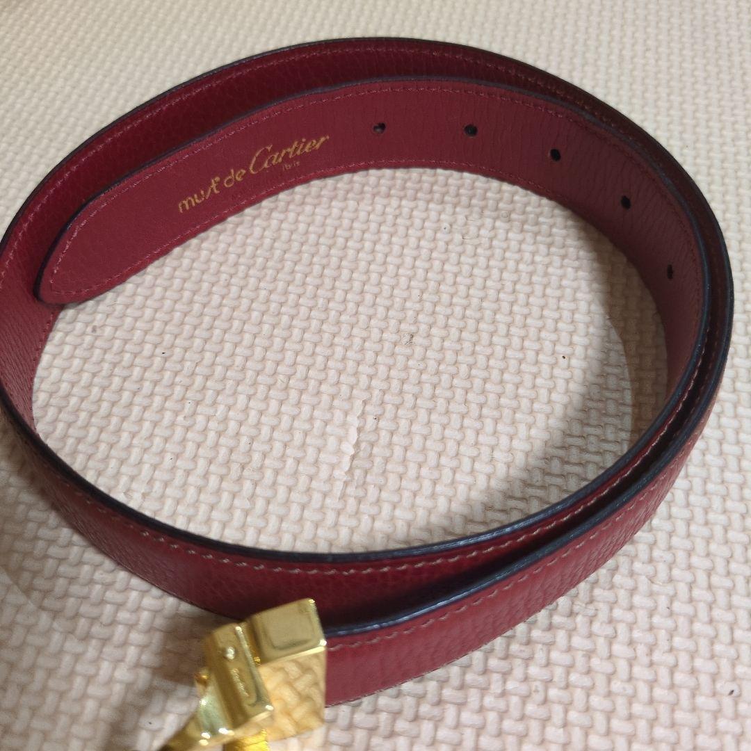 カルティエCartier 赤 レディース　レザー ベルト