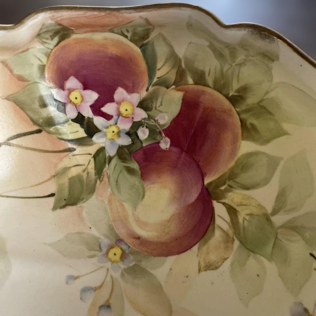 アンティーク　オールドノリタケ　金彩桃図脚付鉢】