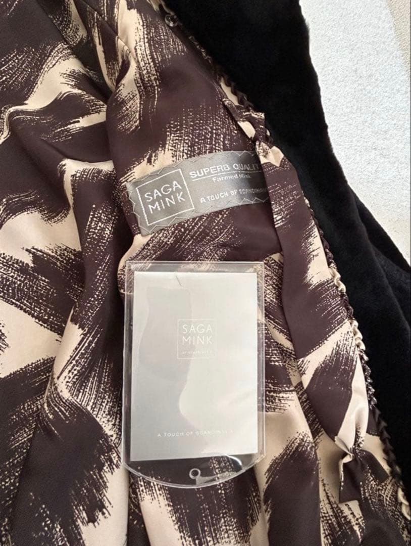 未使用サガフォックス銀タグ シェアードミンクコート黒