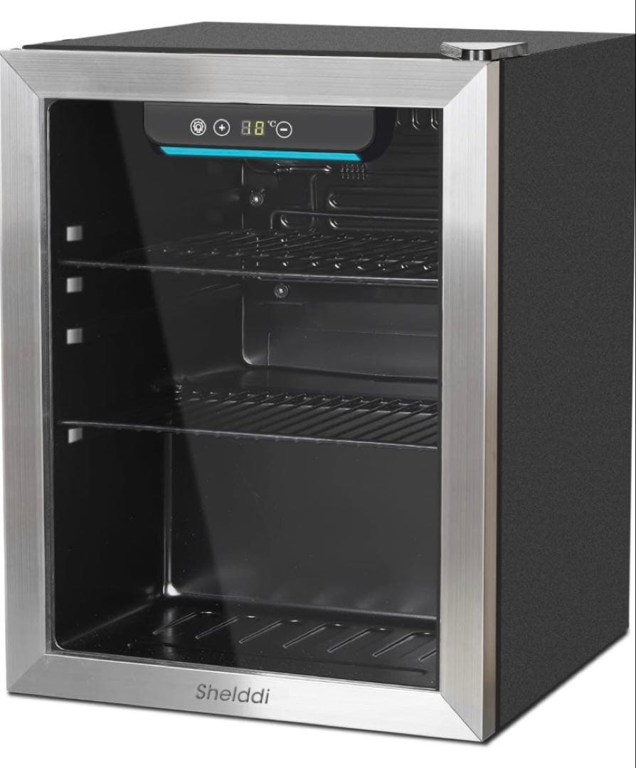 冷蔵庫 48L 小型 透明ガラスドア ステンレス　おしゃれ 静音 省エネ