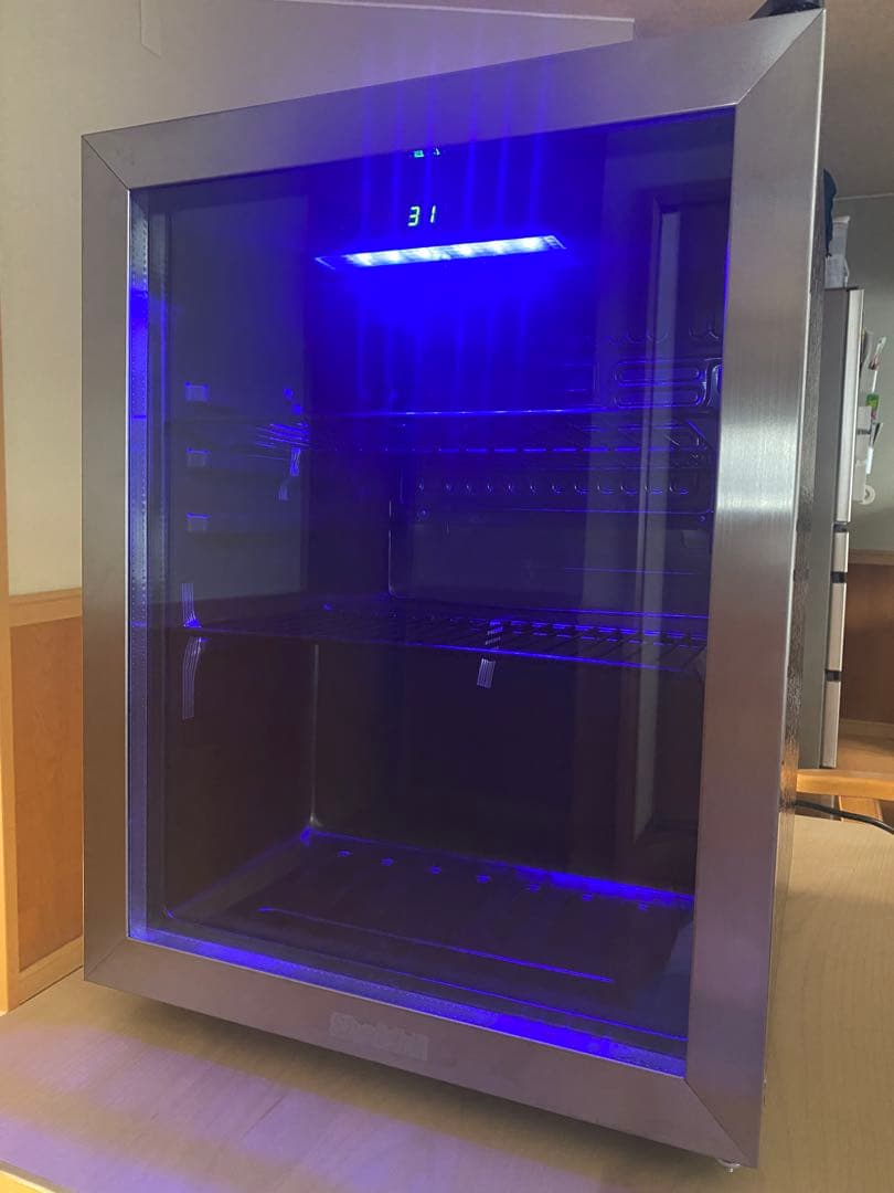 冷蔵庫 48L 小型 透明ガラスドア ステンレス　おしゃれ 静音 省エネ