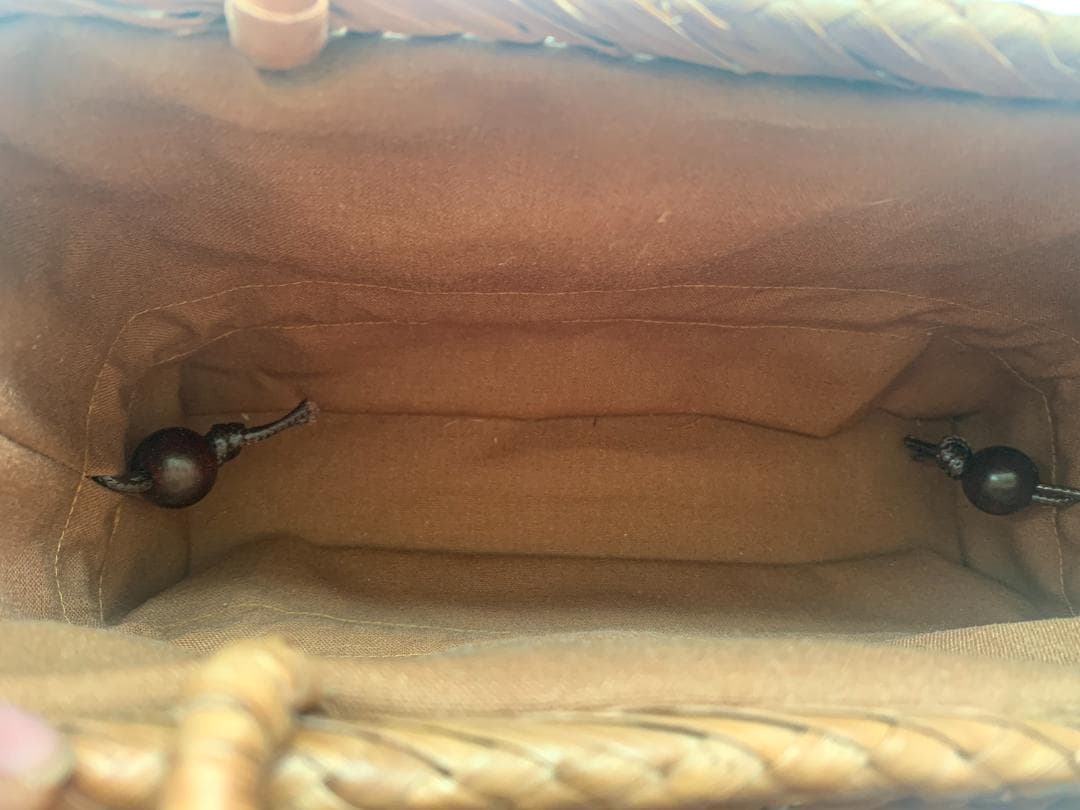 【期间限定】六角花結び編み 山葡萄 かごバッグ 職人手編み 手提げ 内布付き