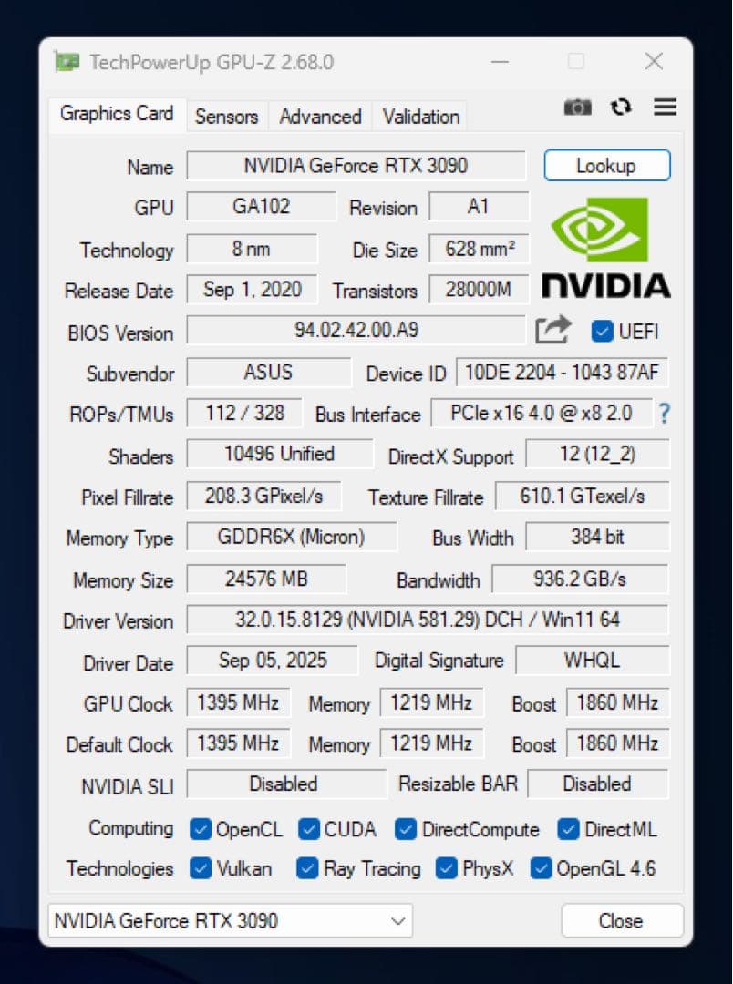 グラフィックボード・グラボ・ビデオカード ASUS GeForce RTX 3090 O24G Strix GAMING
