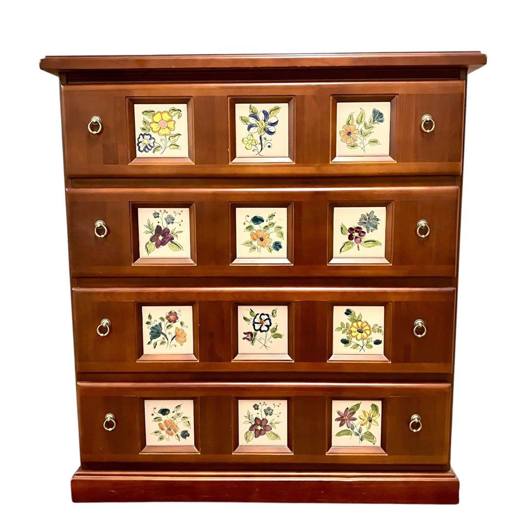 【美品】ACTUS アクタス バレンシア タイル チェスト スペイン 天然木