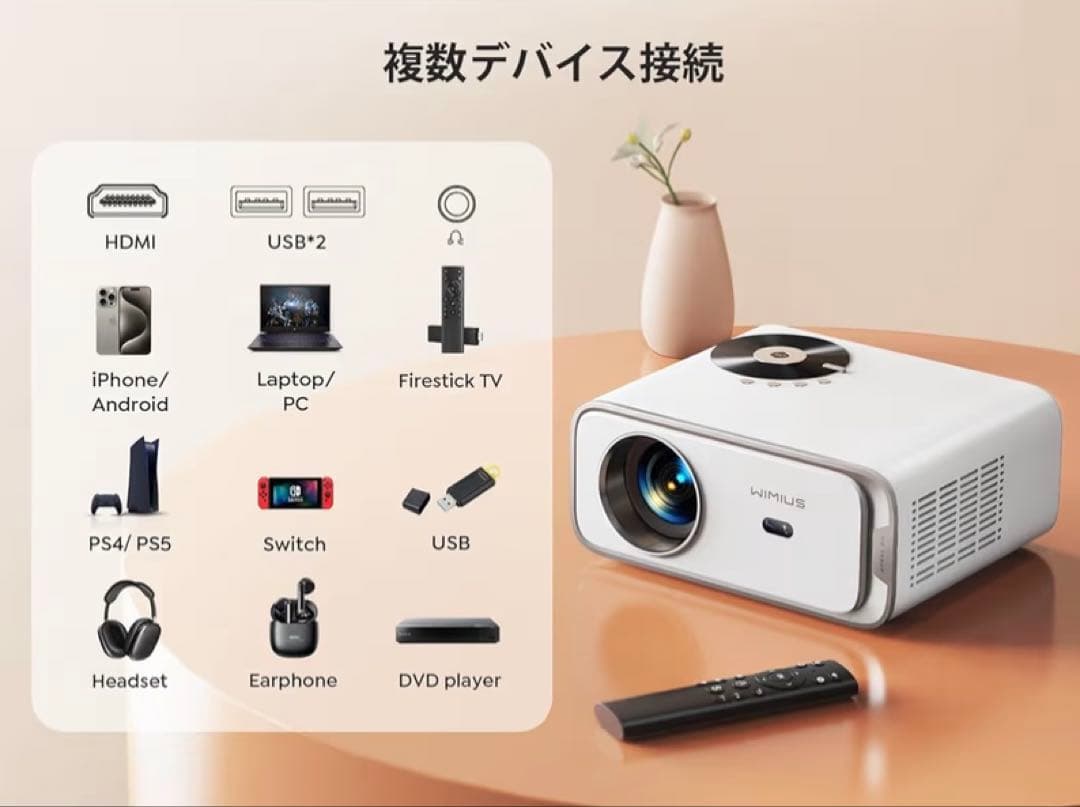 【美品】WIMIUS P63 ビデオプロジェクター 本体　付属品