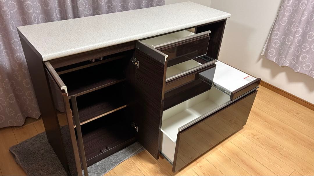 【Bross】ニトリ キッチンカウンター 140cm ダークブラウン