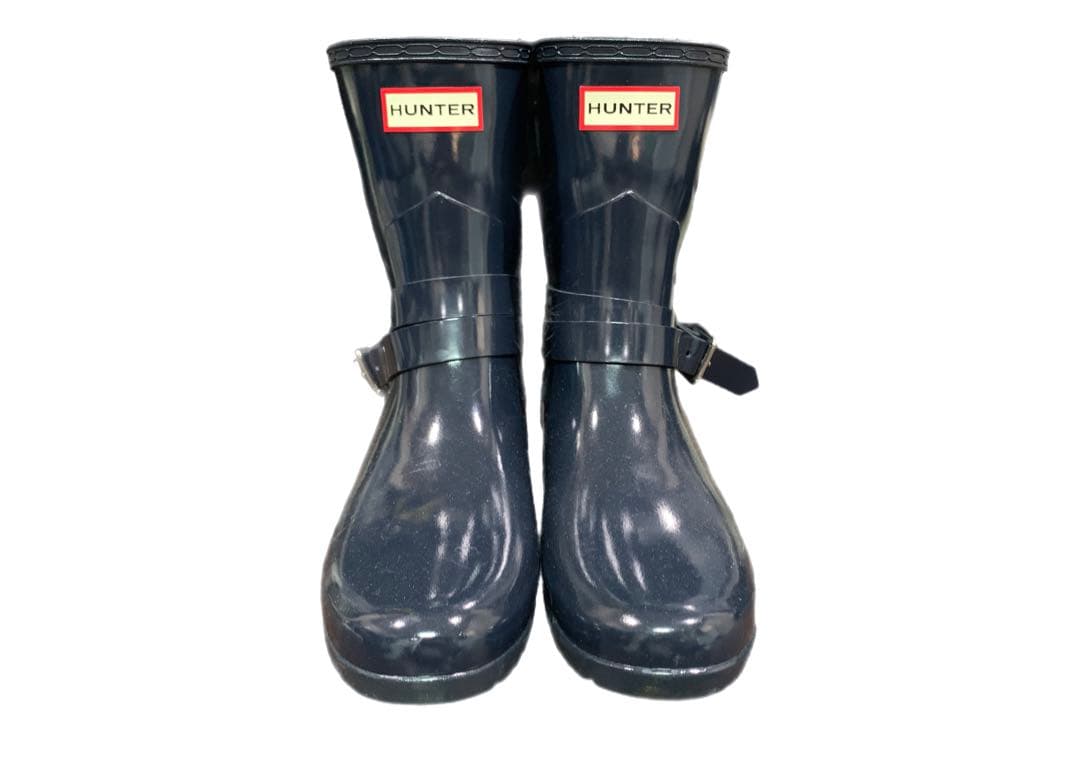【HUNTER】 長靴 レインブーツ ベルト レディース US6 ネイビー