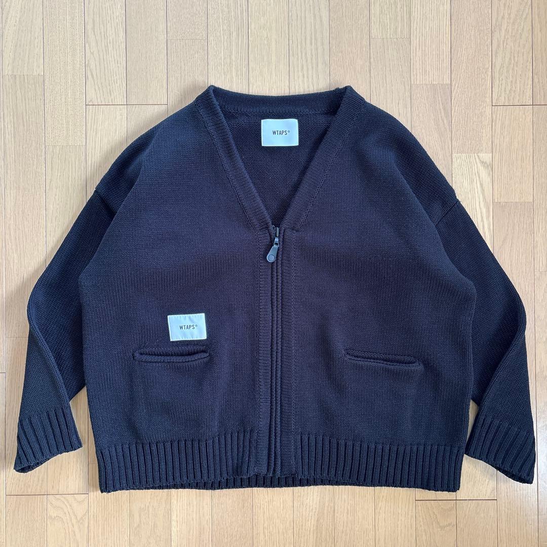 WTAPS 222MADT-KNM04 サイズ02 黒 肉厚ニットカーディガン