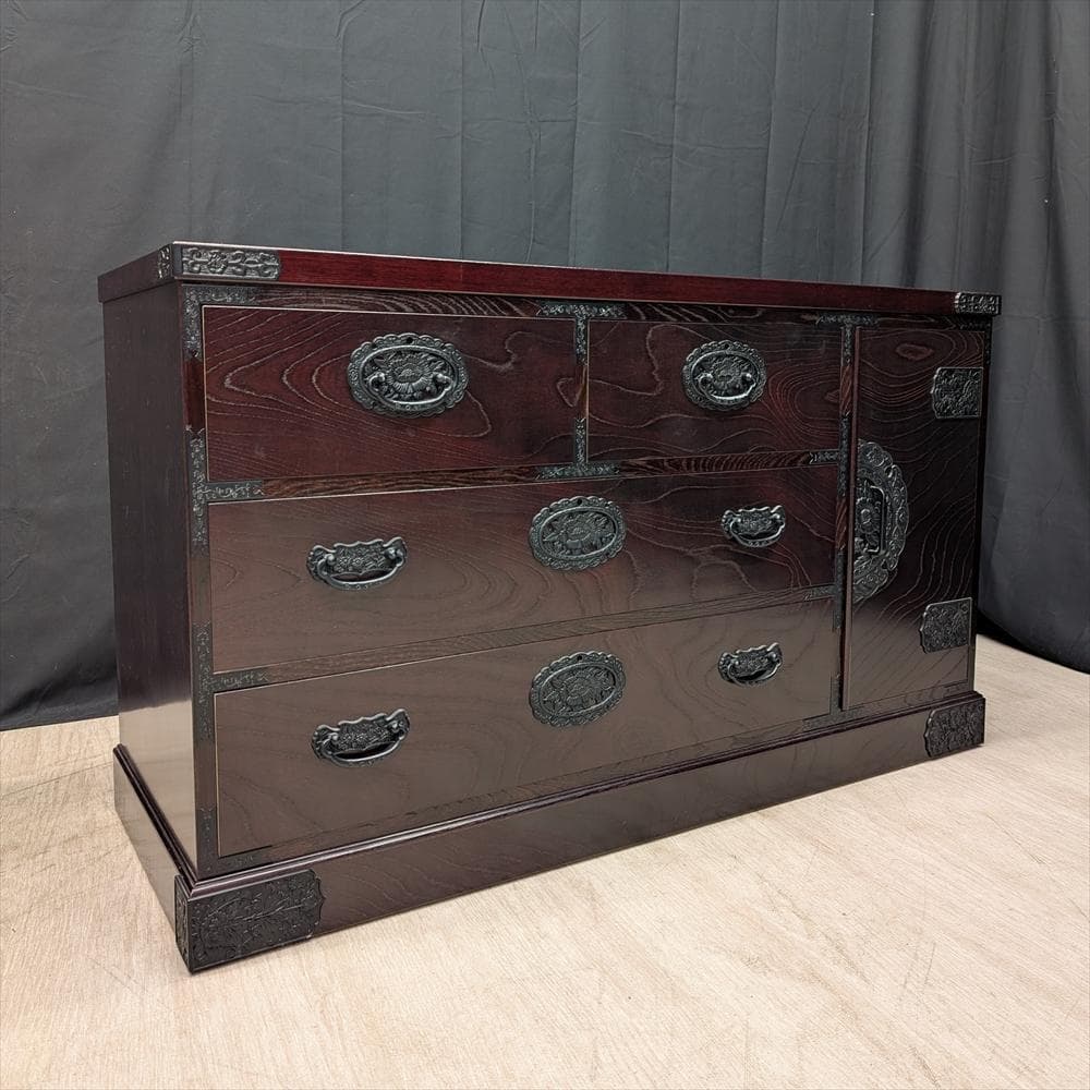 三舟木工　ケヤキ　整理箪笥　リビングチェスト　タンス　箪笥　たんす　チェスト