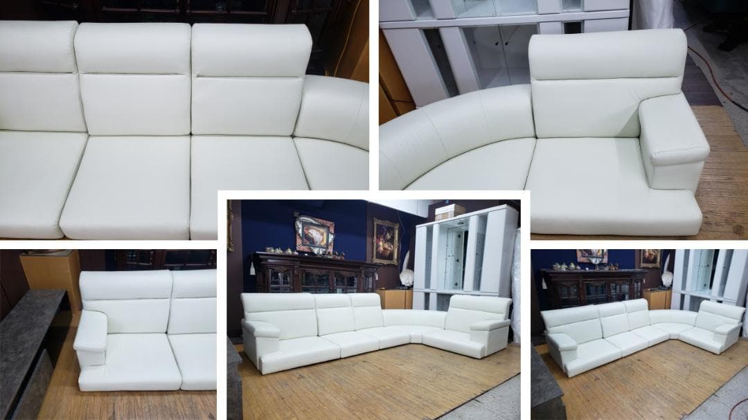 ①ハンドメイドmama　H7　合皮　コーナー ローソファ　５点セット