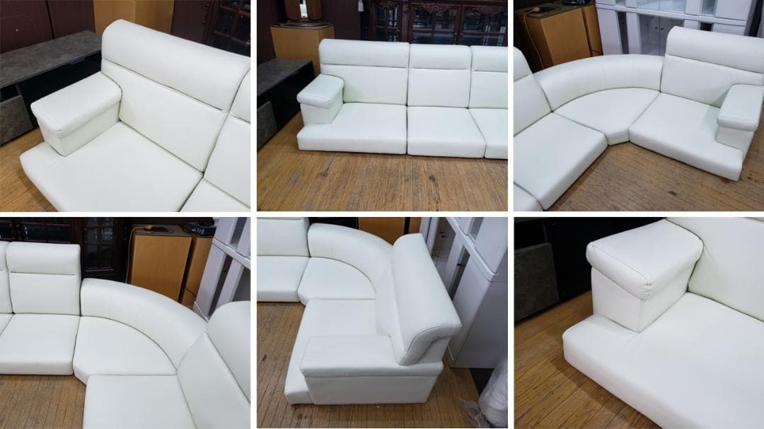 ①ハンドメイドmama　H7　合皮　コーナー ローソファ　５点セット