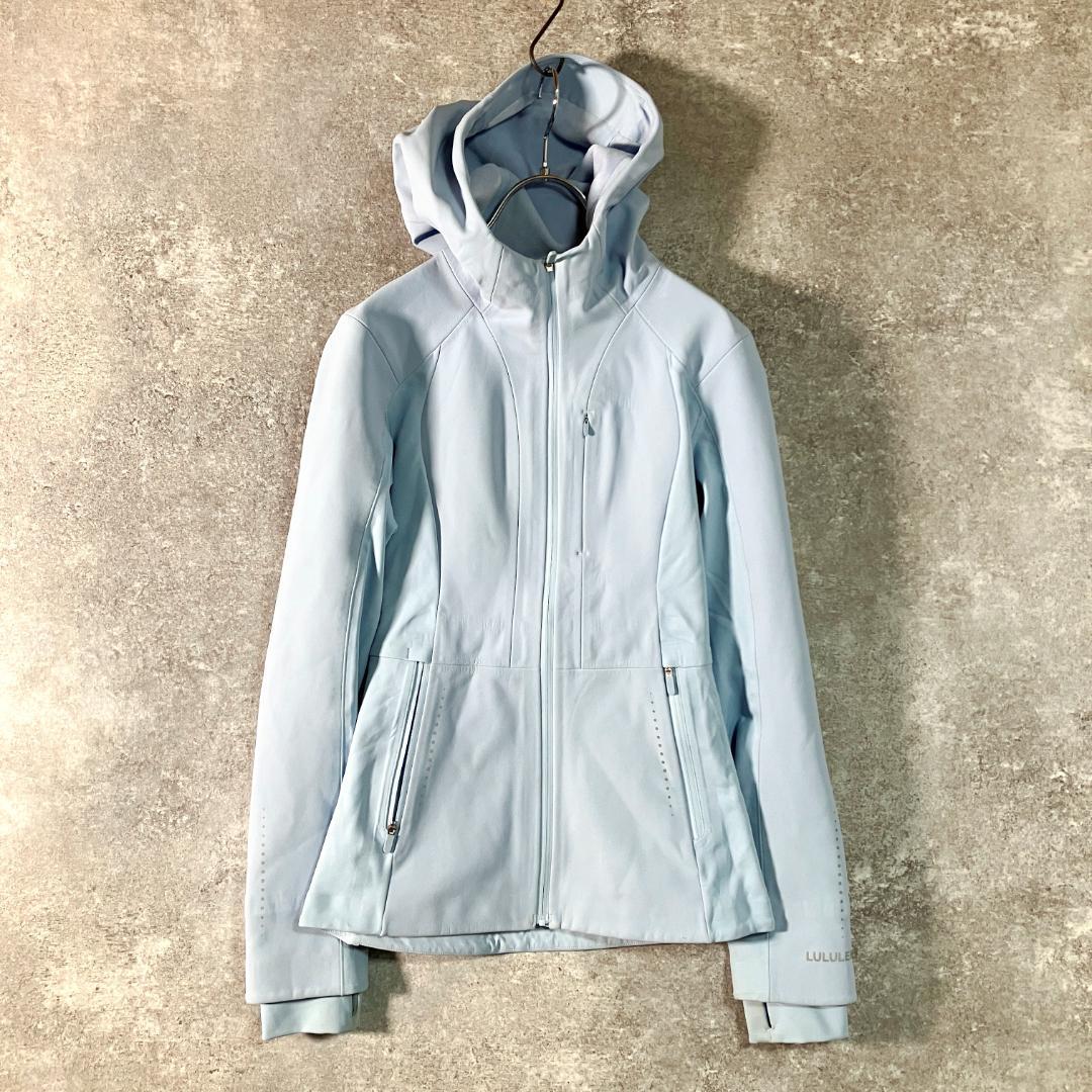 lululemon パーカー　ライトブルー　裏起毛　レイヤー風　フルジップ