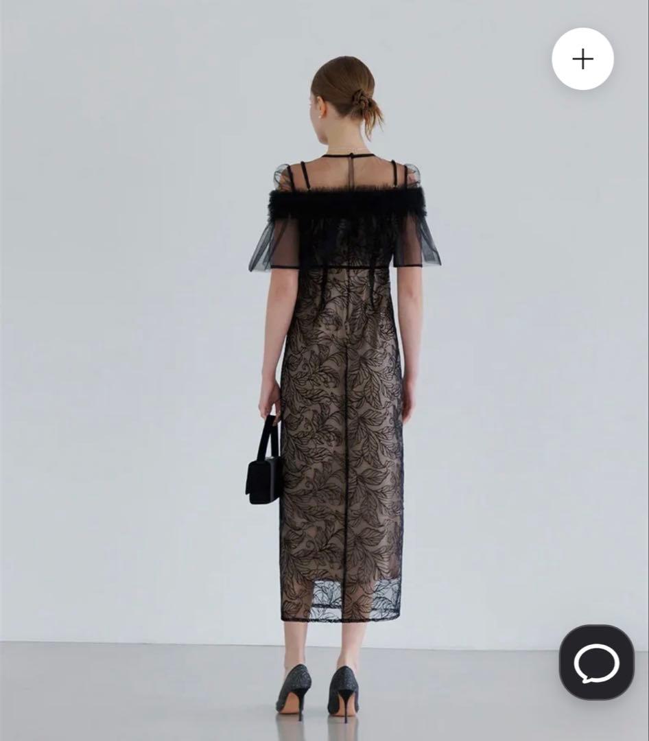 LEJA3WAYフラワーチュールアシンメトリーラインドレスワンピース2点セット