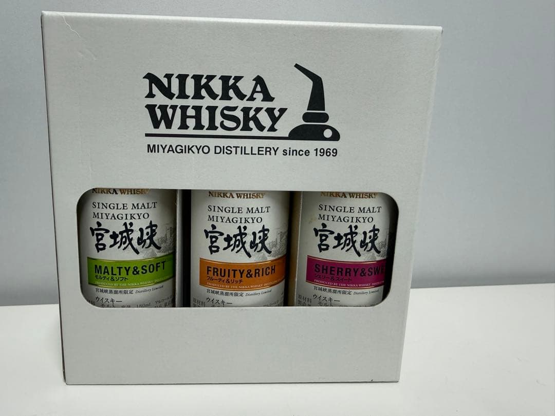 ①ニッカ 宮城峡 シングルモルトウイスキー 3種セット180m 限定販売品