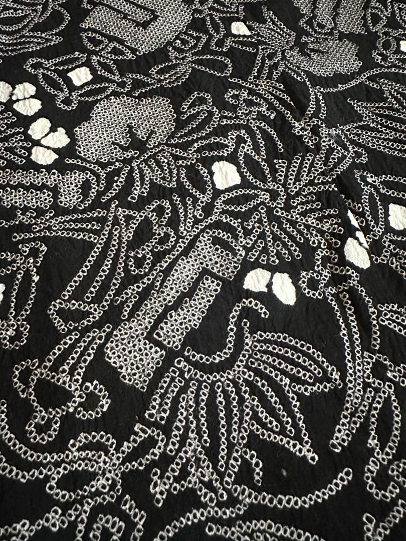 希少❣️トールサイズ✨宝尽くし　黒に白 有松鳴海絞り浴衣逸品‼️新品美品‼️