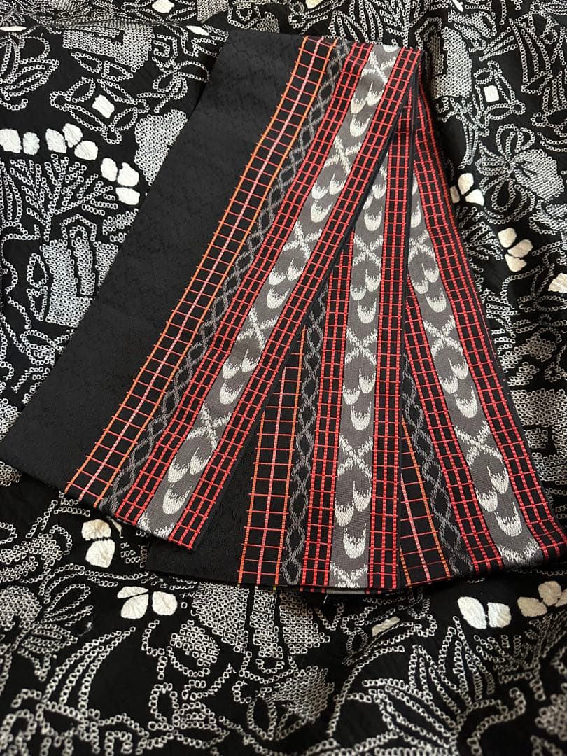 希少❣️トールサイズ✨宝尽くし　黒に白 有松鳴海絞り浴衣逸品‼️新品美品‼️