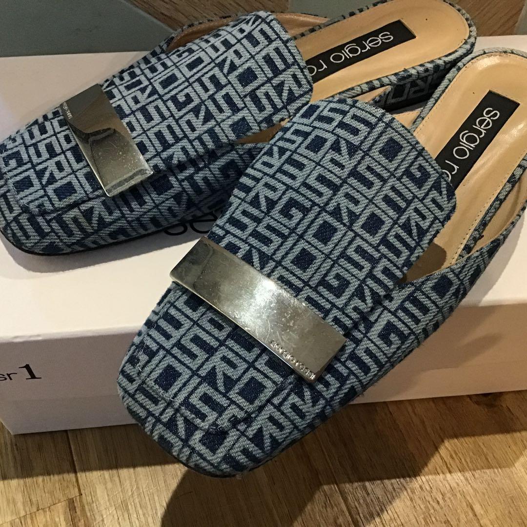 Sergio Rossi sr1デニム地ロゴミュール