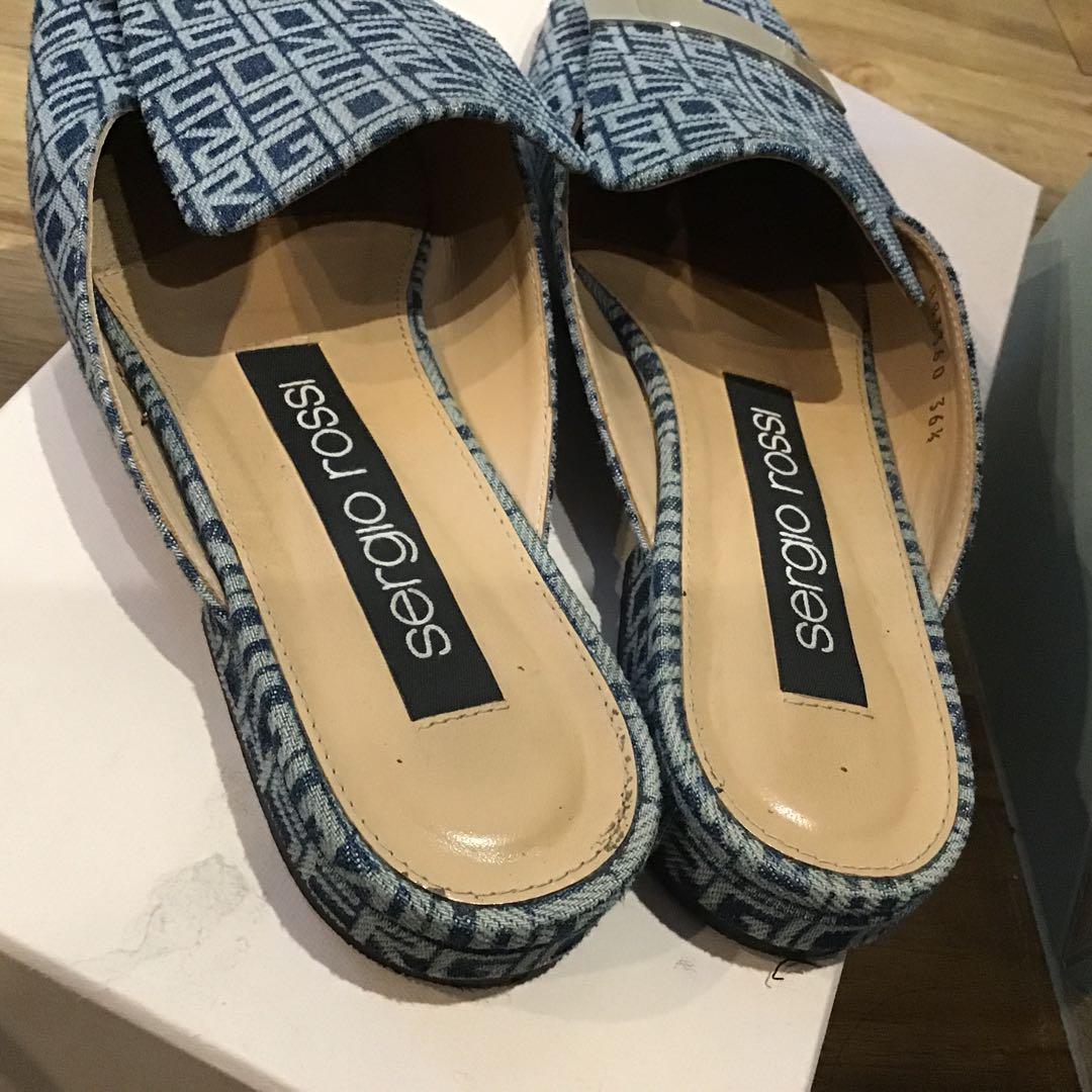 Sergio Rossi sr1デニム地ロゴミュール