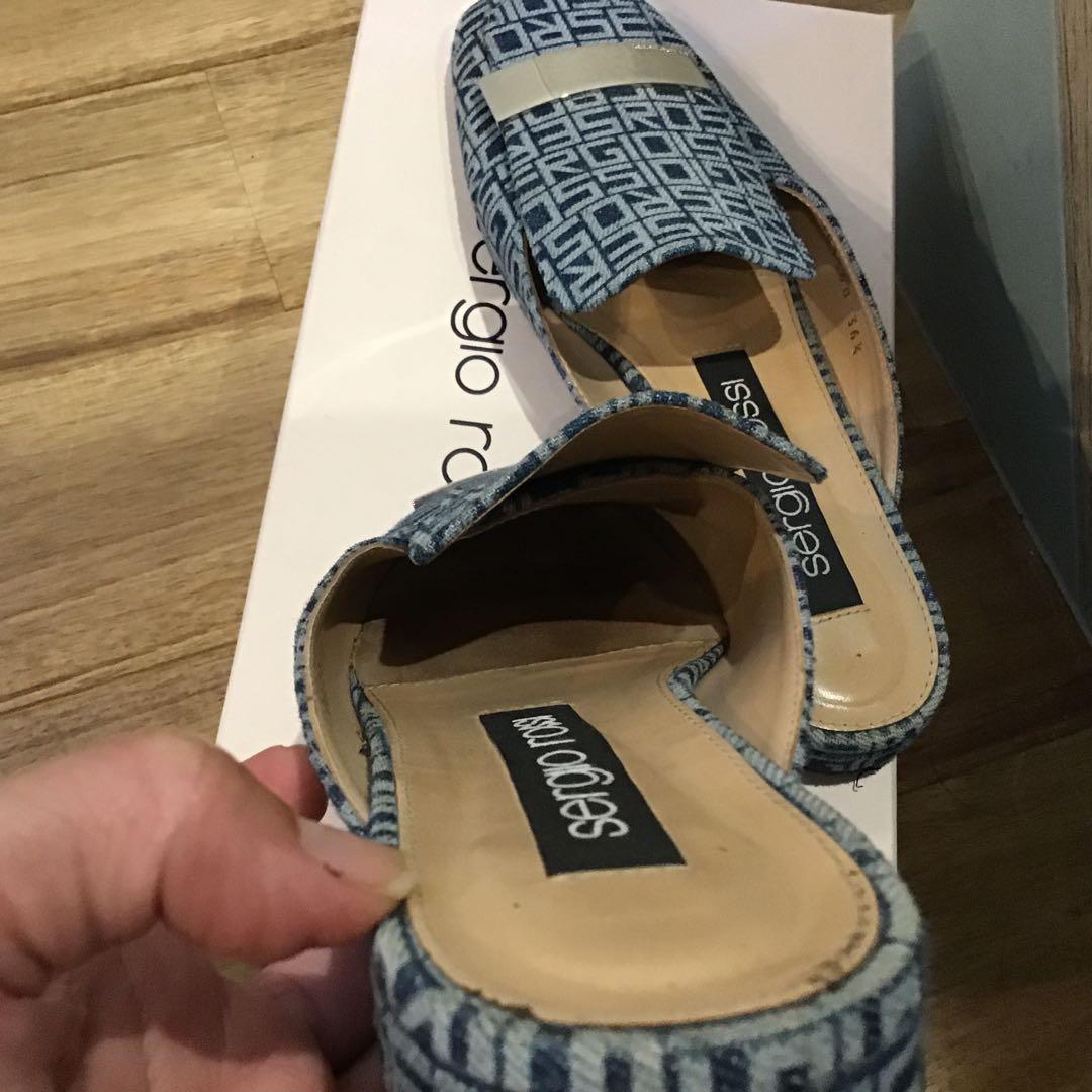 Sergio Rossi sr1デニム地ロゴミュール