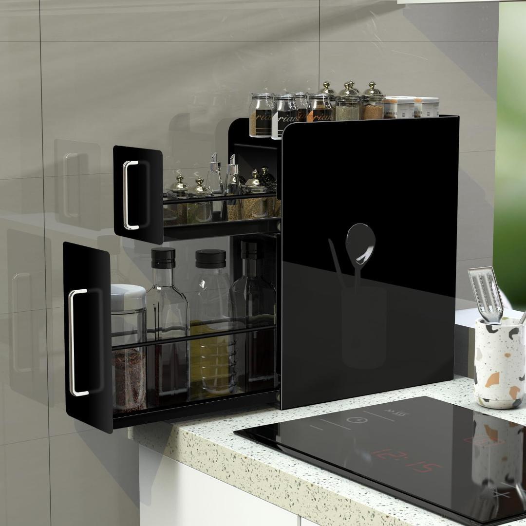 キッチンラック 引き出し式 大容量 台所用 高さ隠せる調味料ラック ママ倉