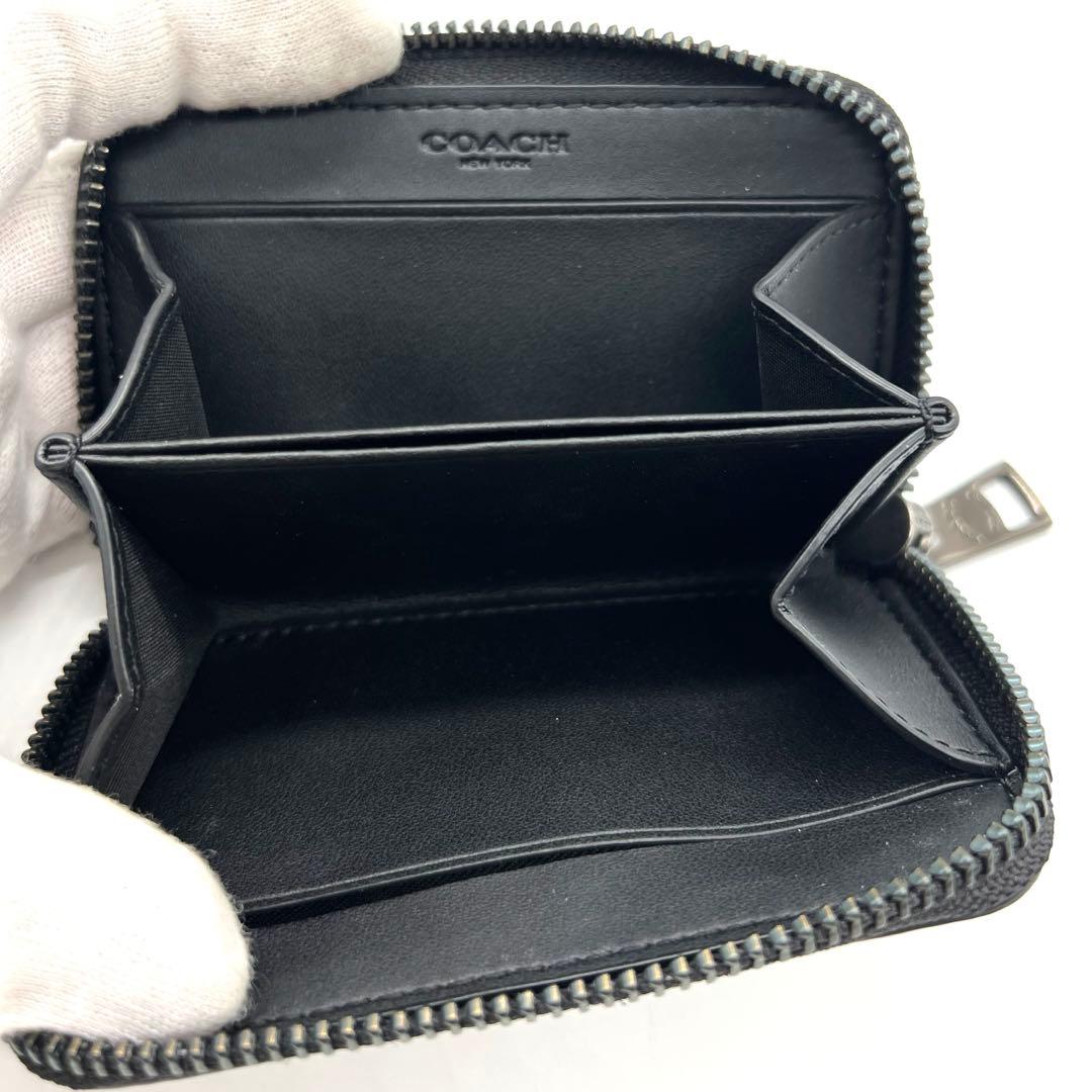 未使用級　COACH　カードケース　ケース　小銭入れ　ラウンドジップ　黒