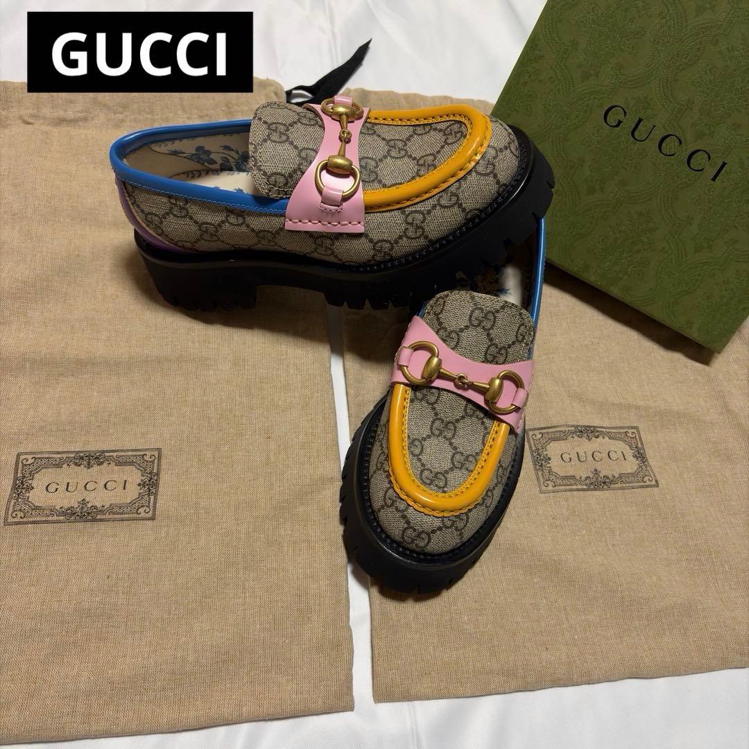 新品未使用 21.5cm GUCCI グッチ ローファー GG柄 マルチカラー