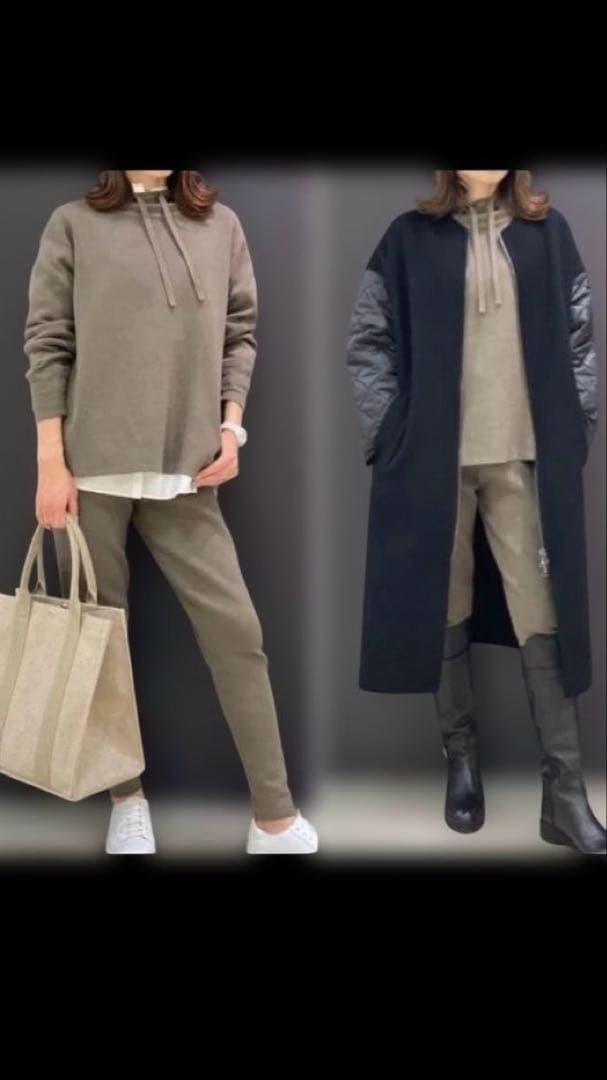 セオリーリュクス✖️高橋リタコラボコットンカシミヤ　ニットフーディ　カーキ