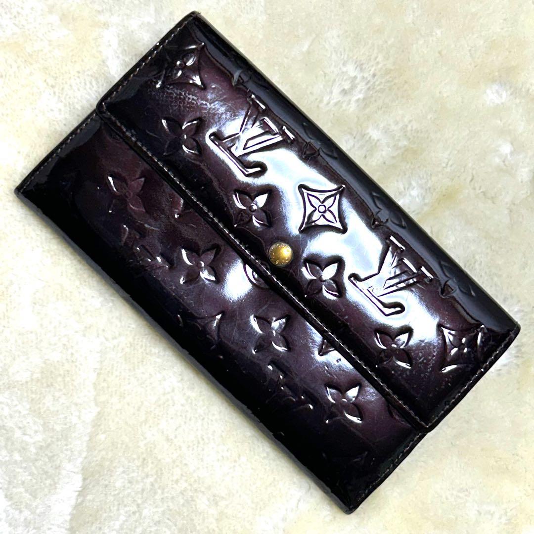 ルイヴィトン長財布ポルトフォイユサラヴェルニモノグラムレザーボルドーM91521