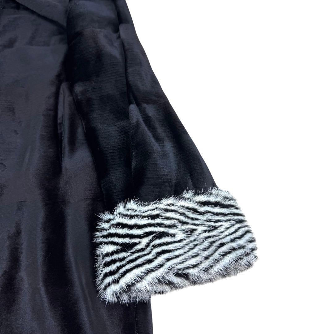 総丈112cm ミンク シェアード 染め ファーコート 本毛皮 なめし柔らか