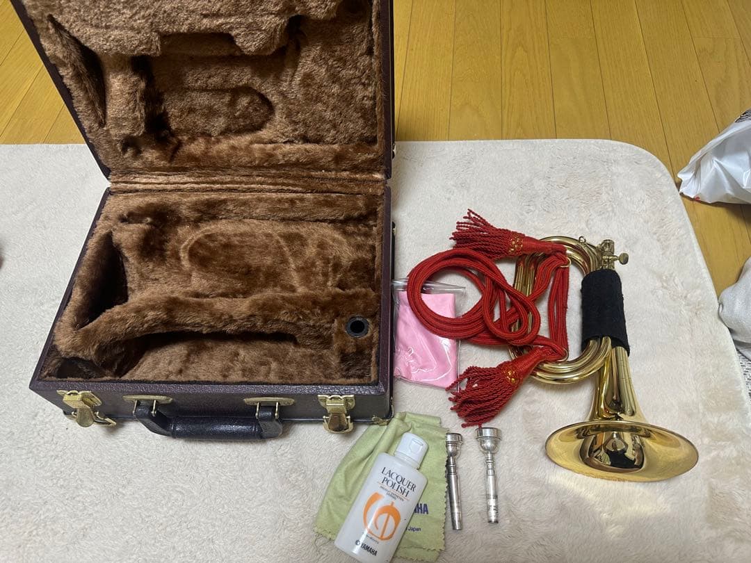 信号ラッパ　下倉楽器　ゴールド ケース付き