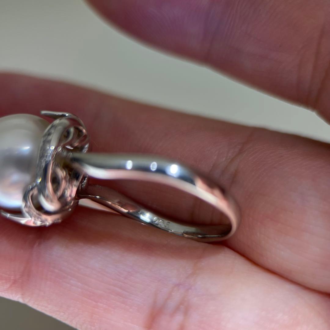 【新品】Pt900天然海水白蝶真珠リングダイヤモンドリング