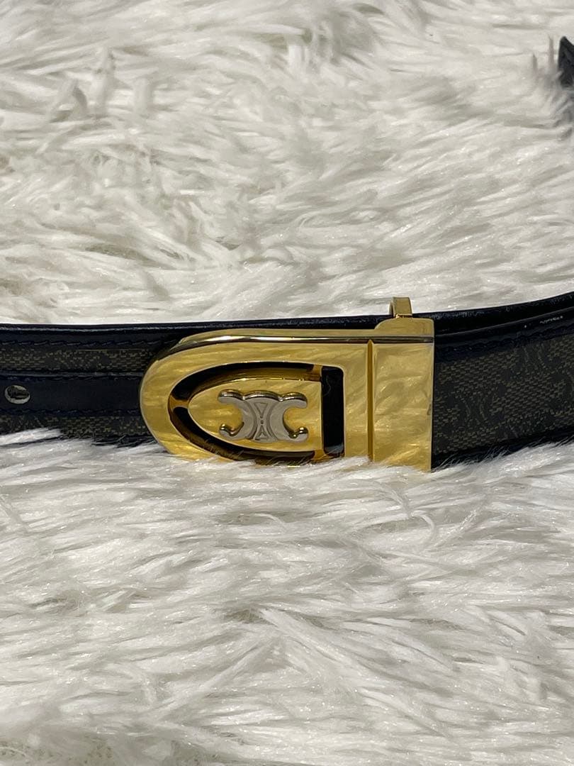 CELINE セリーヌ マカダム柄 本革　レザーベルト トリオンフ　イタリア製