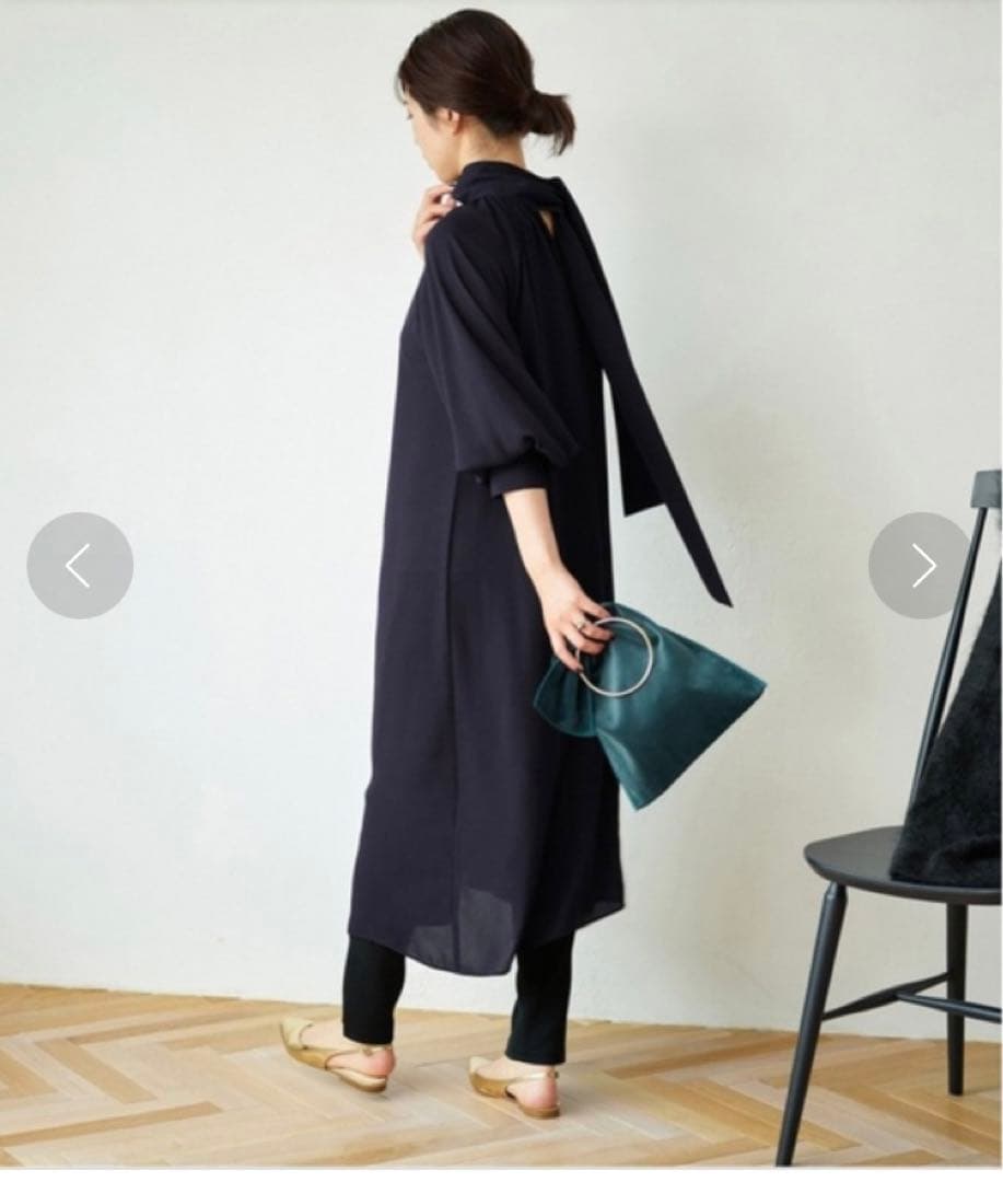 VERMEIL par iena 2wayボウタイワンピース　ネイビー　卒業式