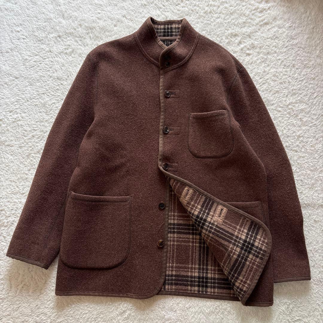 Papas＋　アンゴラ カシミヤ混ウール カバーオールジャケット　L ブラウン