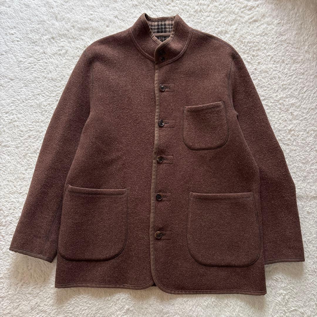 Papas＋　アンゴラ カシミヤ混ウール カバーオールジャケット　L ブラウン
