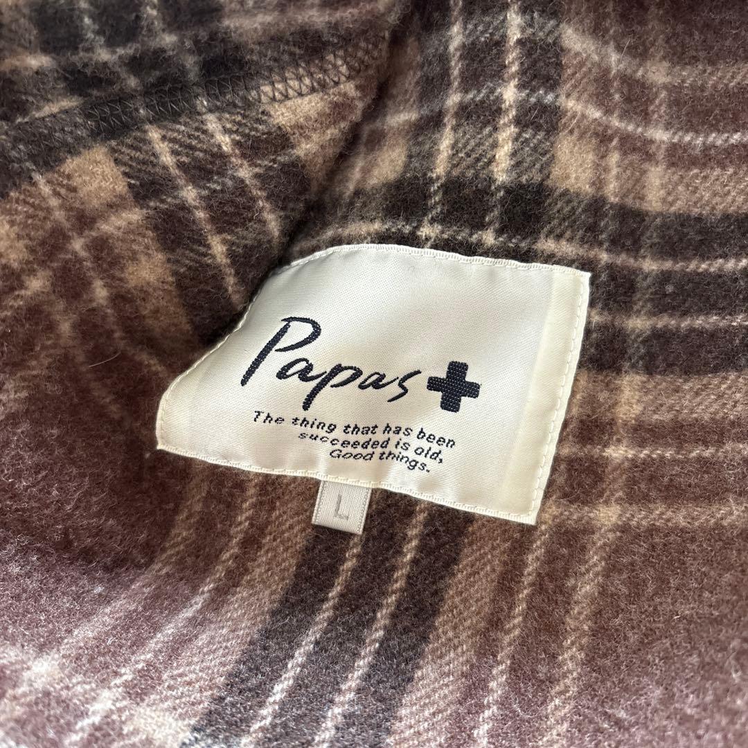 Papas＋　アンゴラ カシミヤ混ウール カバーオールジャケット　L ブラウン