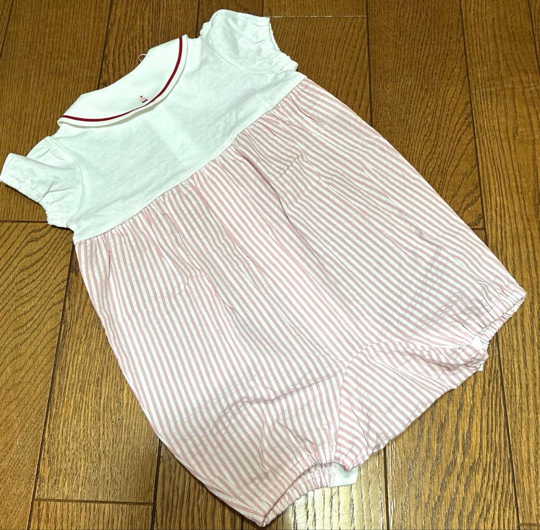 新品familiar ストライプロンパース 80サイズ&スタイ